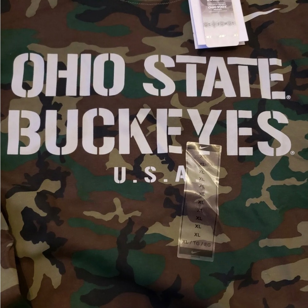 NWT Nike Dri Fit Ohio State Buckeyes Camo Long Sleeve Shirt - Men's - Picture 4 of 12